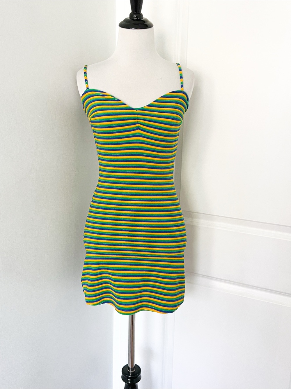 RESA Swim Yellow & Green Striped Terry Mini Dress - Small